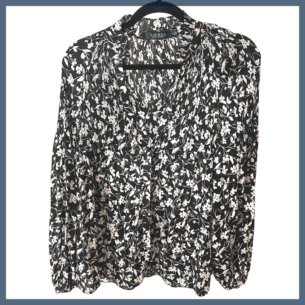 Lauren Ralph Lauren Floral Print Long Sleeve‎ Blouse Top Size M